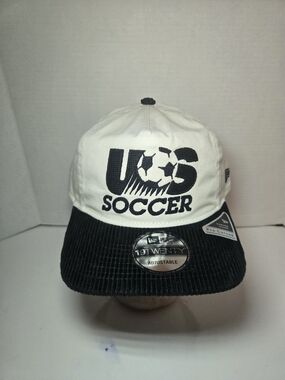 New Era White and Black US Soccer Corduroy Visor Adjustable Hat
